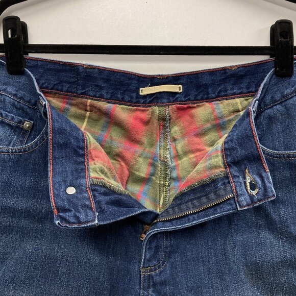 LL Bean Flannel Lined‎ Men's Jeans 36x30 Classic Straight Leg Blue with Plaid - Picture 3 of 10